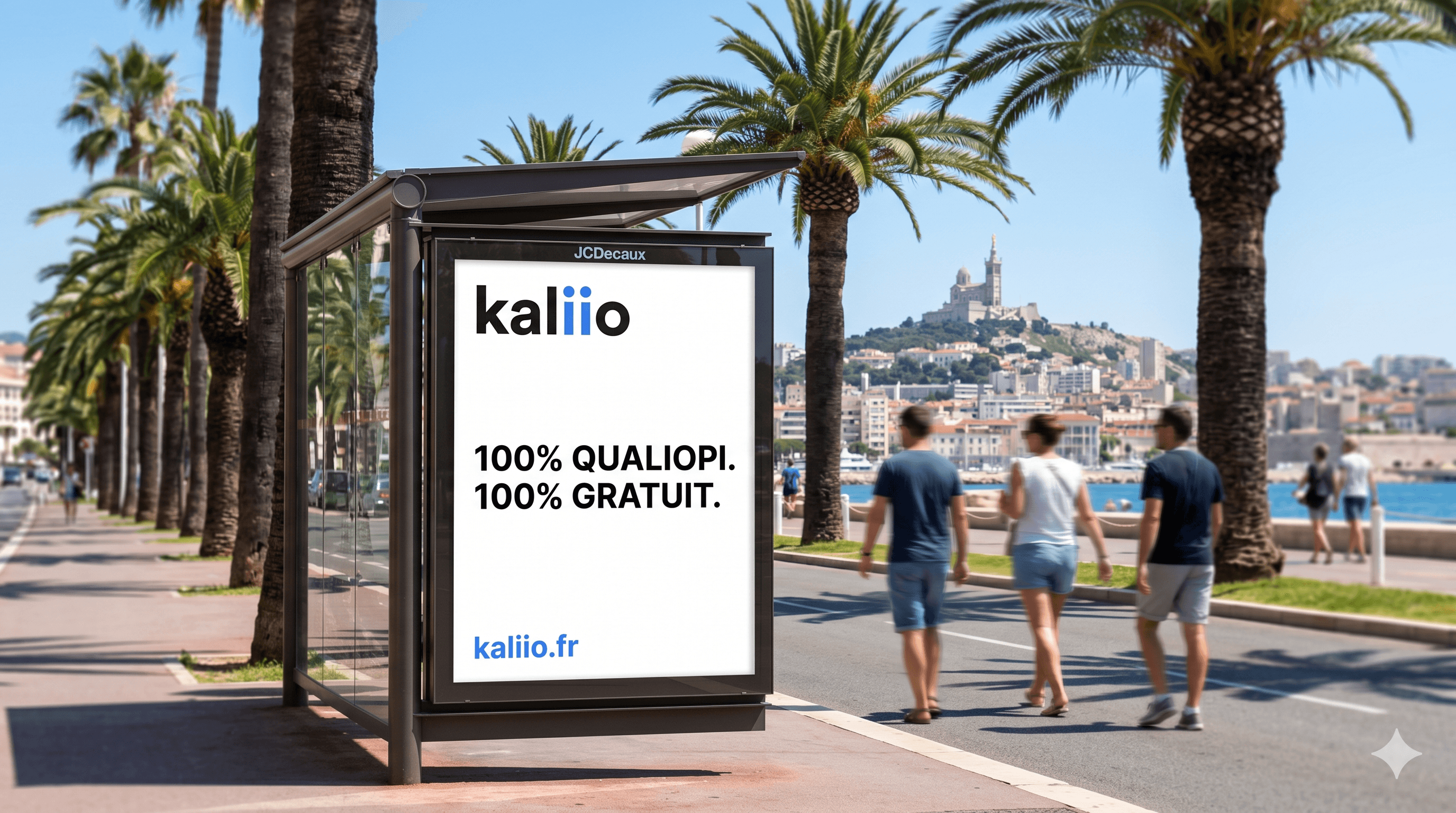 Affichage Kaliio à Marseille sur la Corniche — 100% Qualiopi. 100% gratuit.