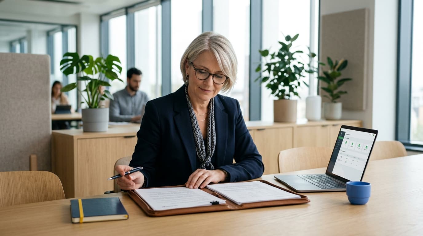 Auditrice Qualiopi consultant sereinement le dossier d'audit d'un organisme de formation