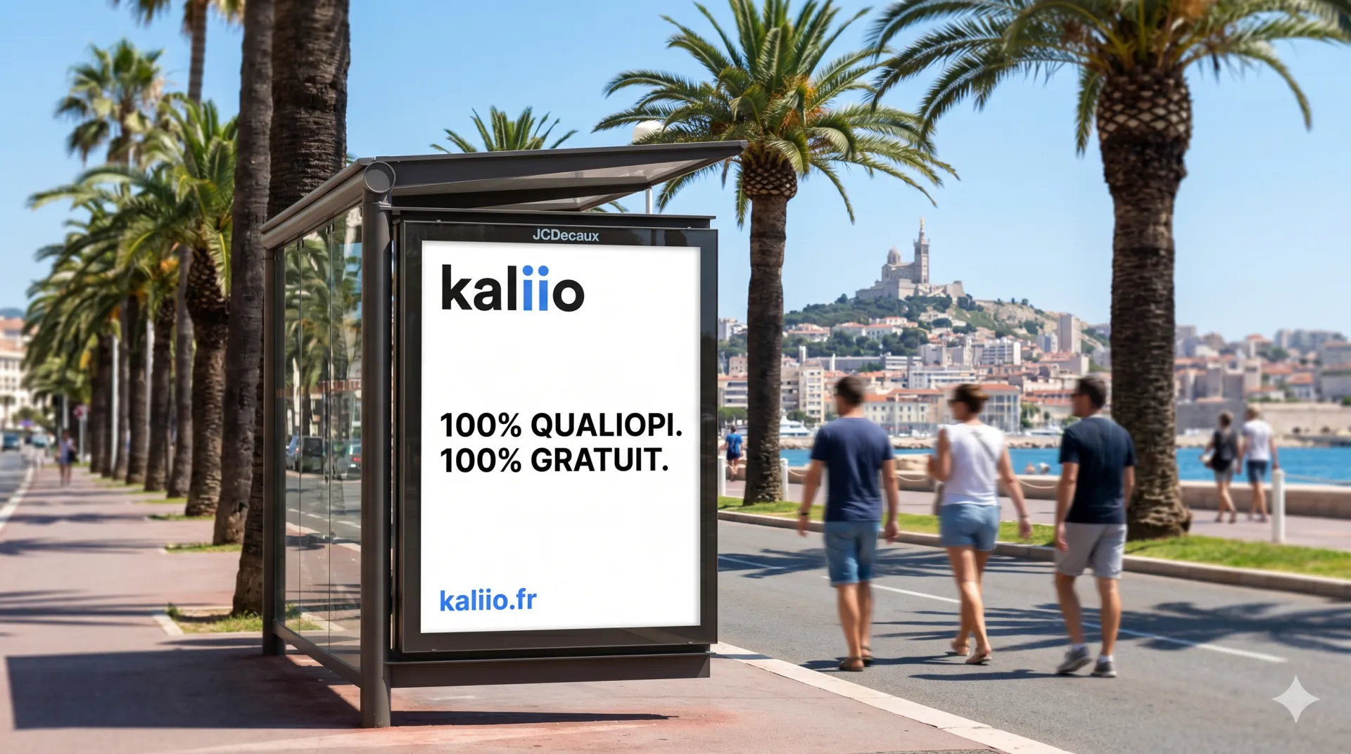 Affichage Kaliio à Marseille sur la Corniche — 100% Qualiopi. 100% gratuit.